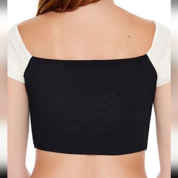 Colorblock Mesh Crop Top, Sz Small - Picture 6 of 6
